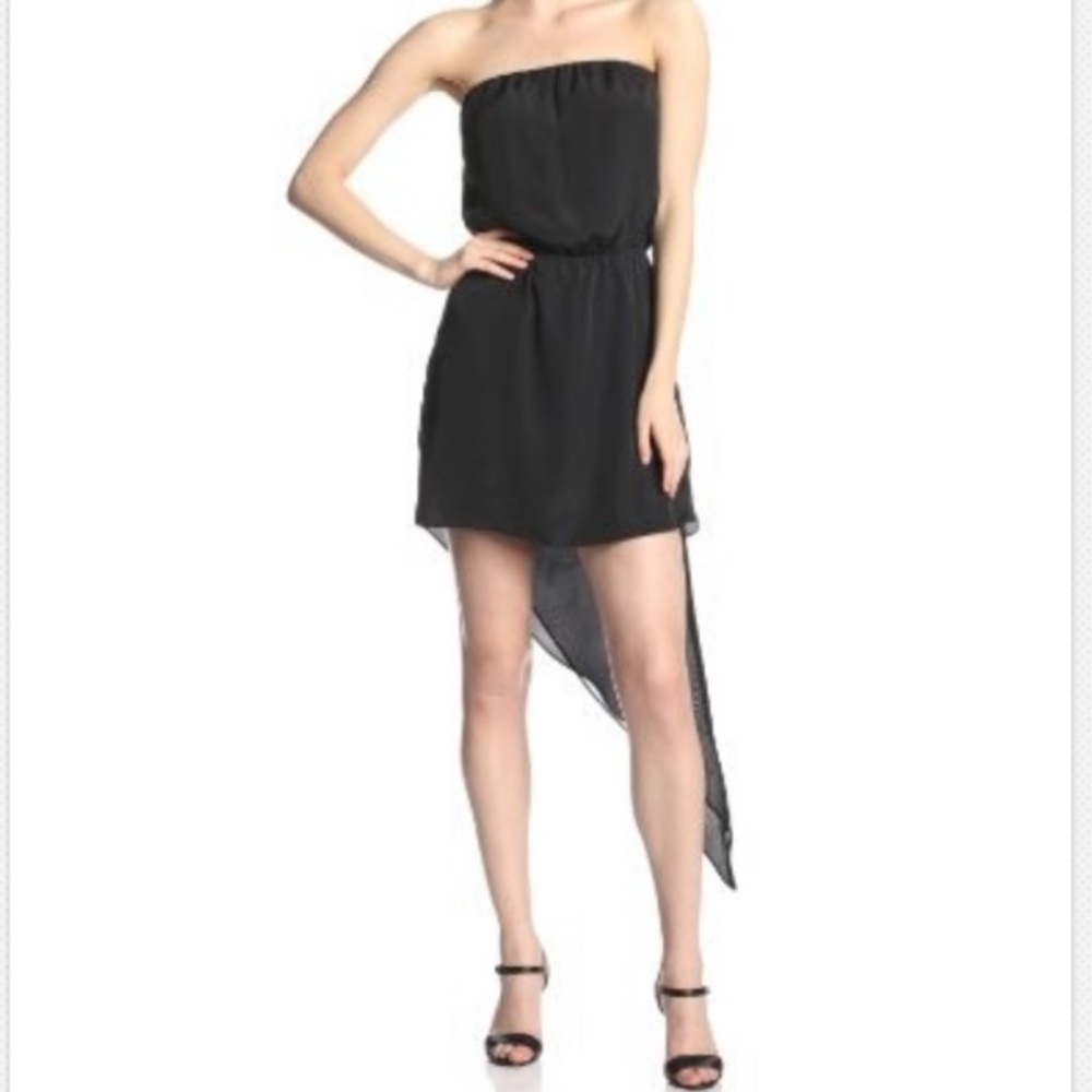 BCBGeneration Black Strapless Asymmetrical Hem Cocktail Dress Medium
